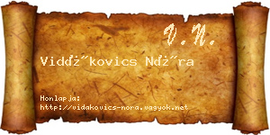 Vidákovics Nóra névjegykártya